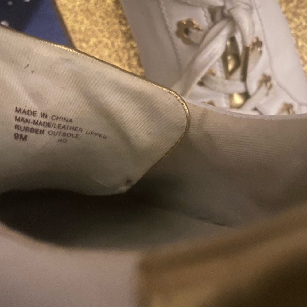 MICHAEL KORS GOLD FLORAL Sneakers DAZZLING RARE - Picture 7 of 8
